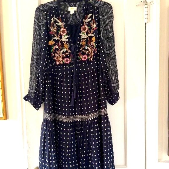 Anthropologie Maeve Blue and White Patterned Dress - Picture 5 of 16